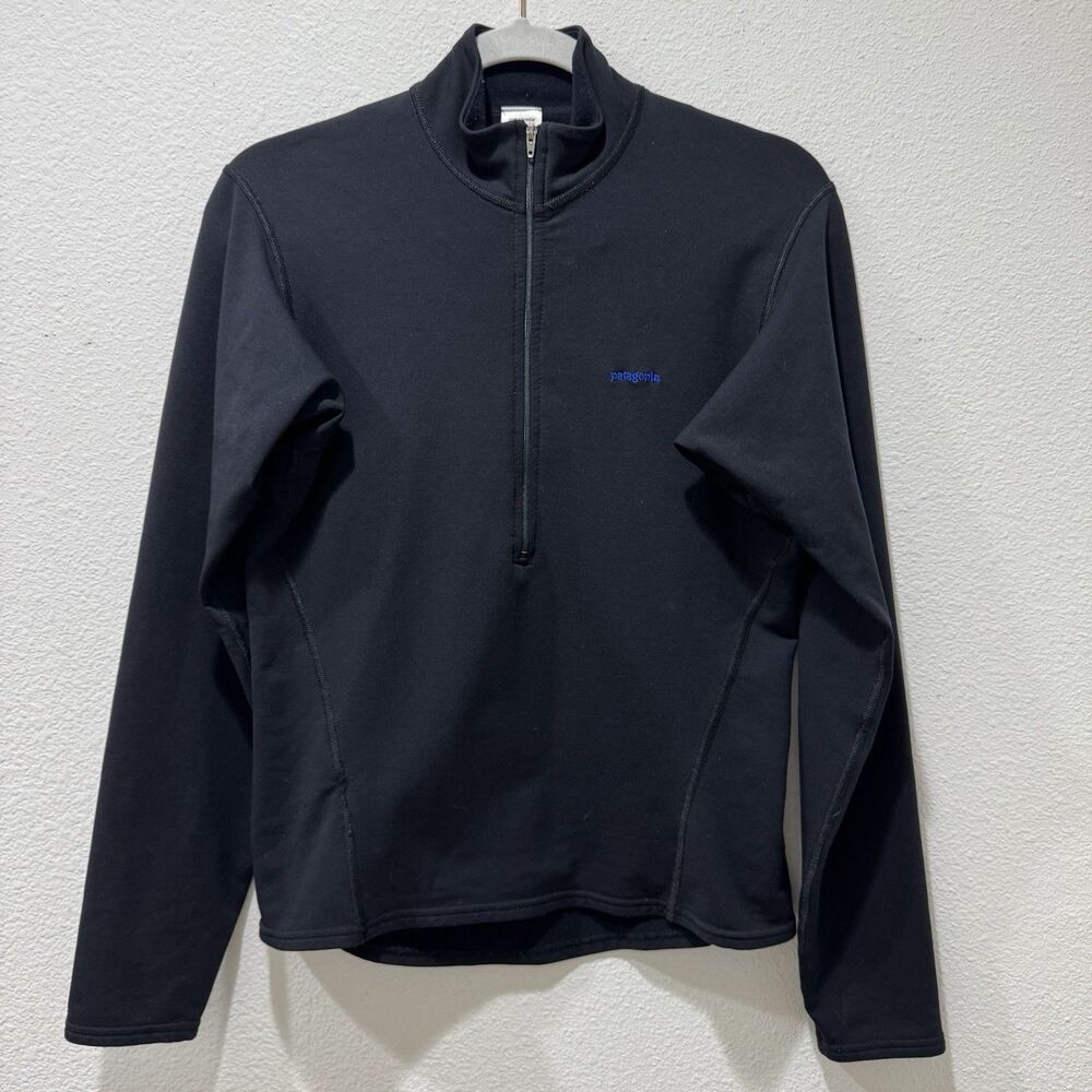 Patagonia Women's Long Sleeve Lightweight Capilene Baselayer Sz M Black Half Zip
